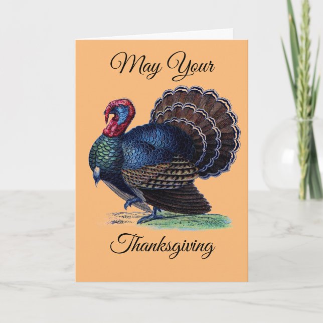 Vintage Thanksgiving Turkey Holiday Card (Front)