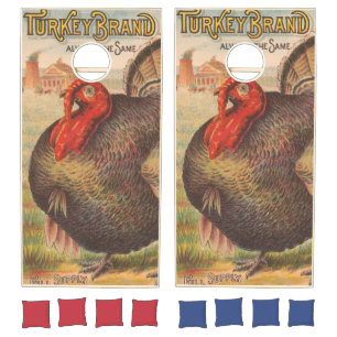 Vintage Thanksgiving Turkey Illustration (1891) Cornhole Set