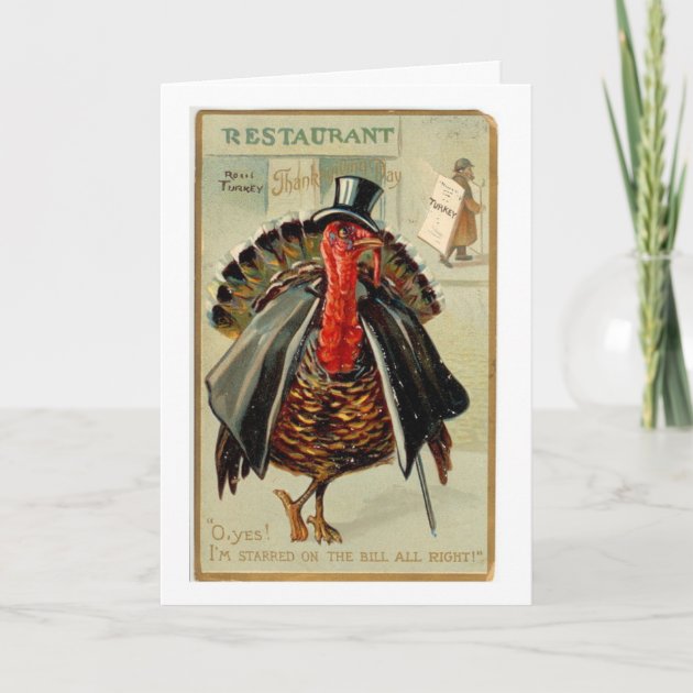 Vintage - Thanksgiving Turkey Is A Star, Holiday Card