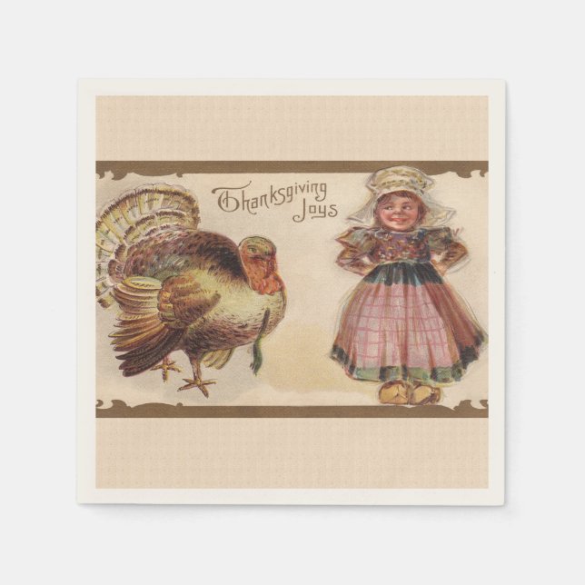 Vintage Thanksgiving Turkey Paper Napkins (Front)