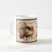 Vintage Thanksgiving, Turkey, Pilgrim Girl Coffee Mug (Front Left)