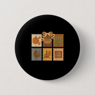 Vintage Thanksgiving,turkey,pumpkin, Autumn Tee Fu Button