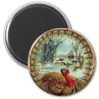 Vintage Thanksgiving Turkey Round Magnet