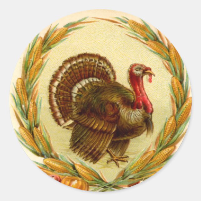 Vintage Thanksgiving Turkey Sticker (Front)