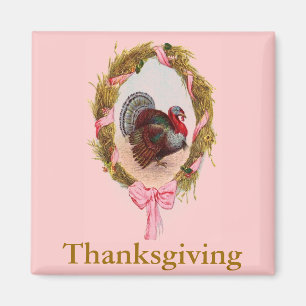 Vintage Thanksgiving Turkey Wreath Magnet