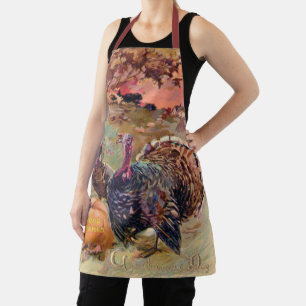 Vintage Thanksgiving Turkeys and Pumpkin Apron