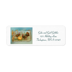 Vintage Thanksgiving Turkeys and Pumpkin Label