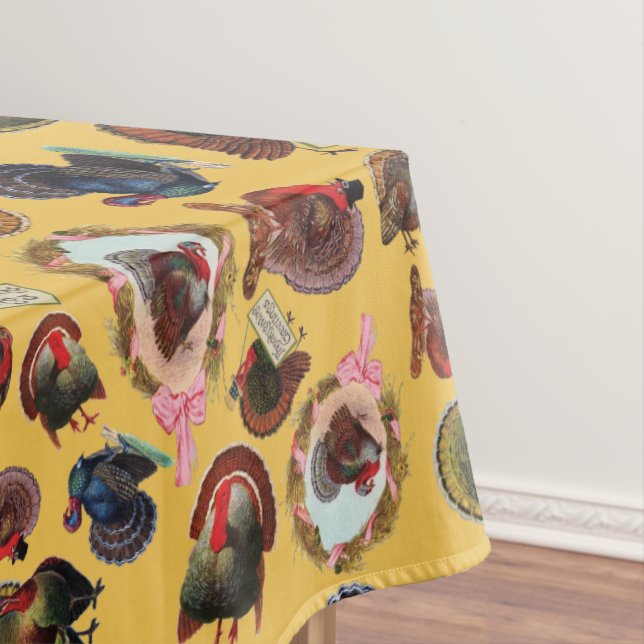 Vintage Thanksgiving Turkeys Tablecloth (In Situ)
