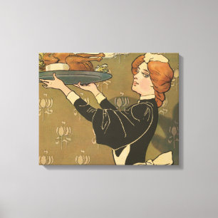 Vintage Thanksgiving Victorian Turkey Dinner Canvas Print
