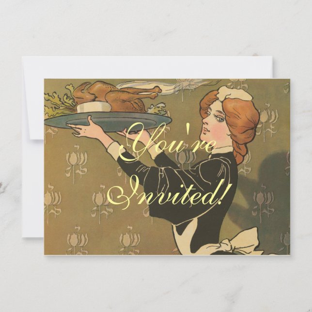 Vintage Thanksgiving Victorian Turkey Dinner Invitation (Front)