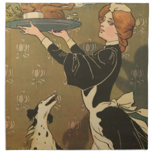 Vintage Thanksgiving Victorian Turkey Dinner Napkin