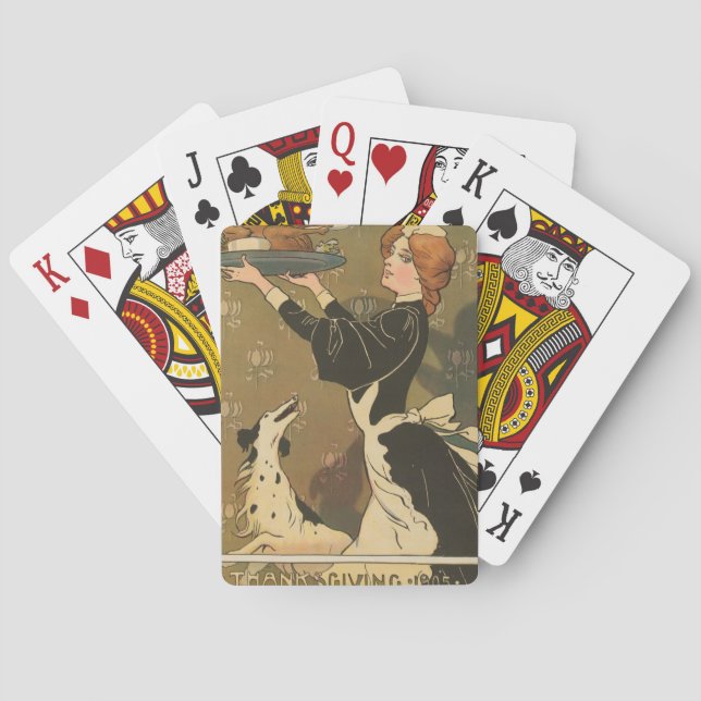 Vintage Thanksgiving Victorian Turkey Dinner Poker Cards (Back)