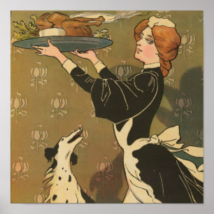 Vintage Thanksgiving Victorian Turkey Dinner Poster