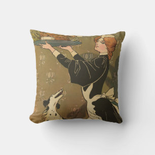 Vintage Thanksgiving Victorian Turkey Dinner Throw Pillow