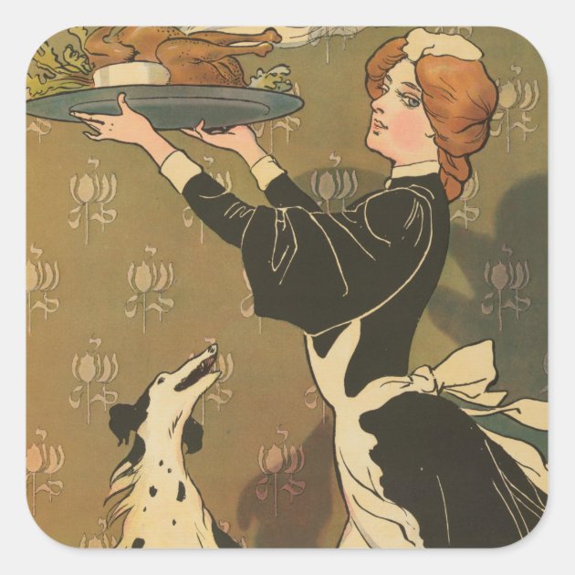 Vintage Thanksgiving Victorian Turkey Square Sticker