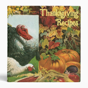 Vintage Thanksgiving, Wild Turkeys Autumn Colors 3 Ring Binder