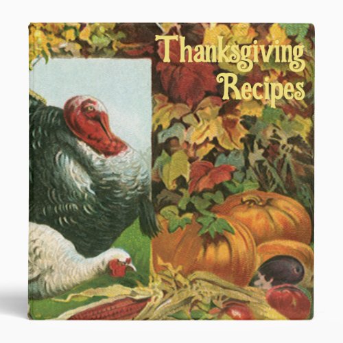 Vintage Thanksgiving Wild Turkeys Autumn Colors 3 Ring Binder