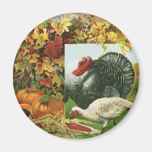 Vintage Thanksgiving, Wild Turkeys Autumn Colors Magnet