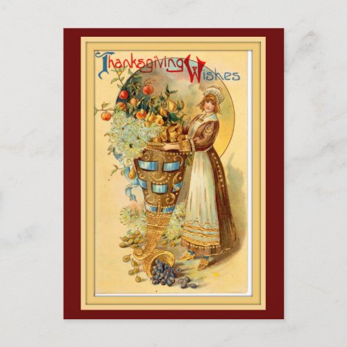 Vintage Thanksgiving Wishes  Holiday Postcard