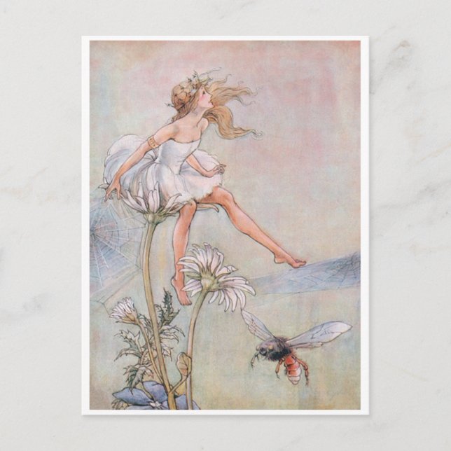 Vintage The Bees Knees Fairy Postcard (Front)