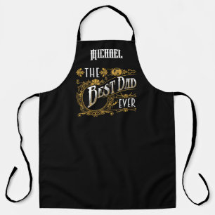 Vintage The Best Dad Ever black faux gold Apron