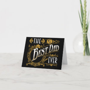 Vintage The Best Dad Ever black gold with photo Card