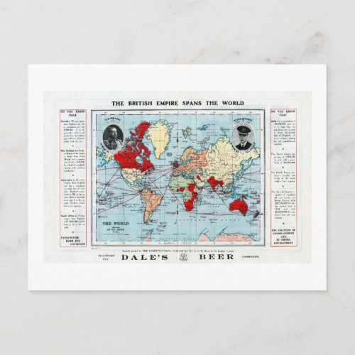 Vintage The British Empire Spans the World Map Postcard
