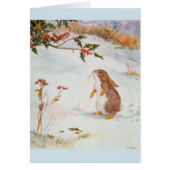 Vintage - The Bunny Meets A Robin  by AsTimeGoesBy at Zazzle