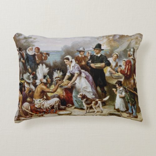 Vintage The First Thanksgiving 1621 Jean Ferris Accent Pillow