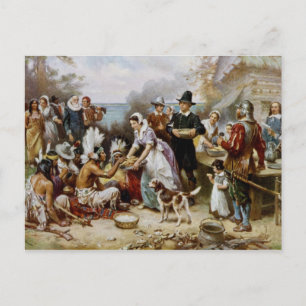 Vintage The First Thanksgiving 1621 Jean Ferris Holiday Postcard