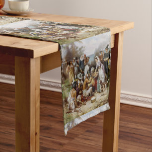 Vintage The First Thanksgiving 1621 Jean Ferris Long Table Runner