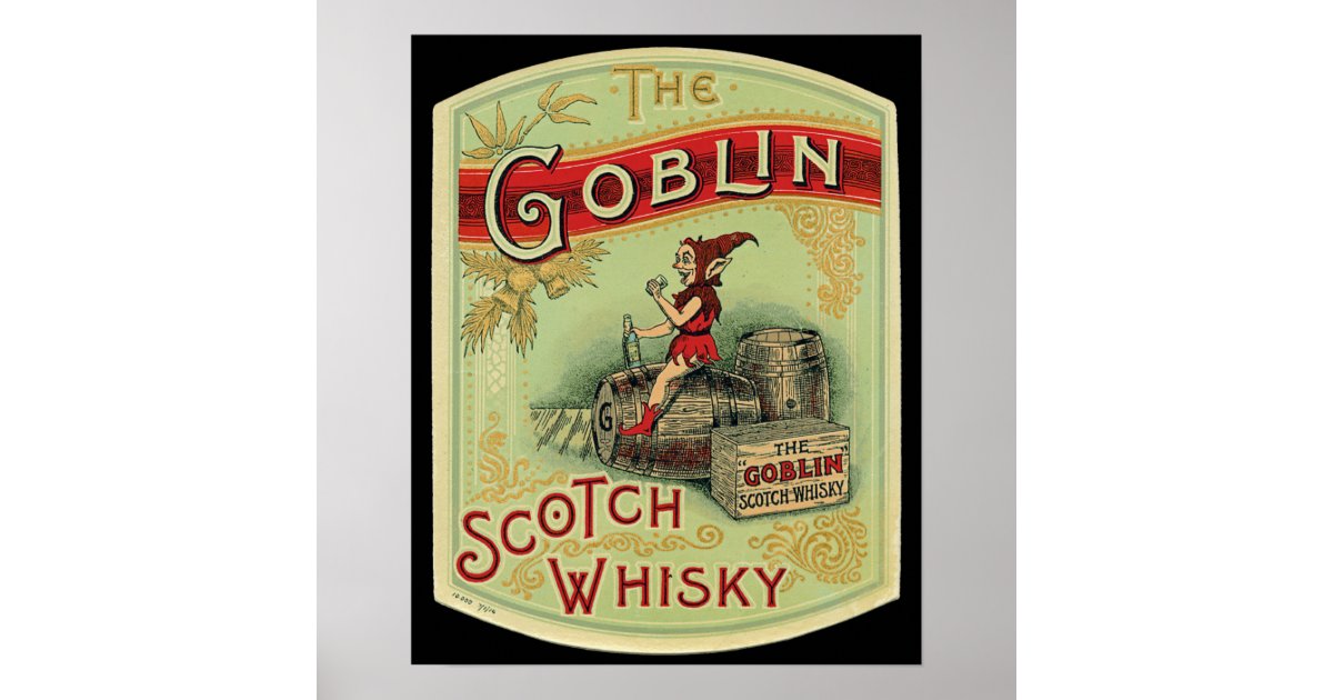 vintage quot the goblin quot scotch whiskey label poster zazzle com holiday return address label