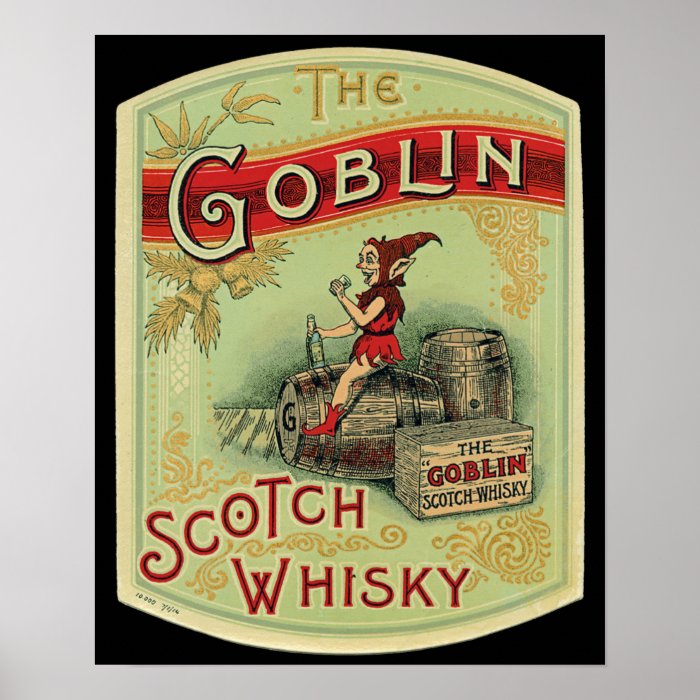 Vintage  "The Goblin " Scotch Whiskey Label Print