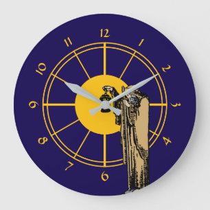 Vintage "The Hermit" Tarot Card Template Large Clock
