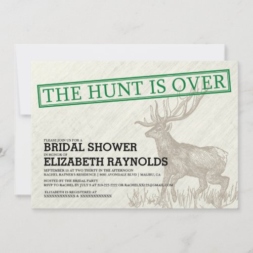 Vintage The Hunt is Over Bridal Shower Invitations