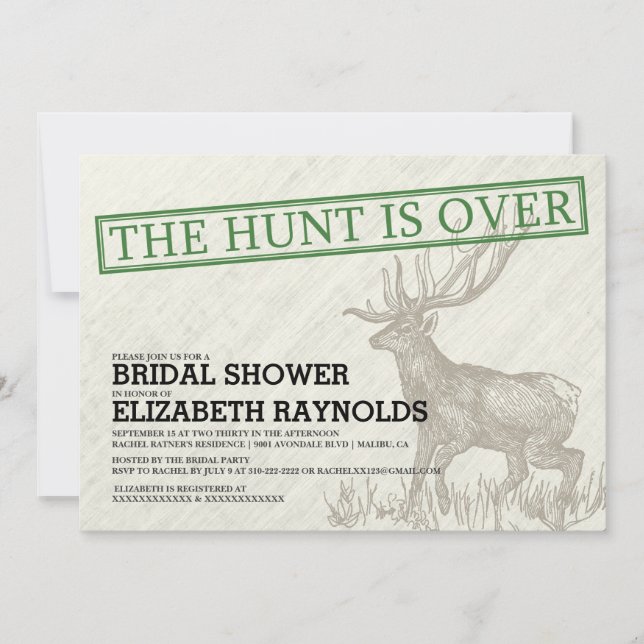 Vintage The Hunt is Over Bridal Shower Invitations (Front)