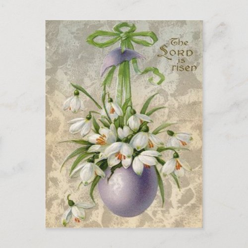 Vintage The Lord Has Risen Easter Egg Cross Easter Holiday Postcard