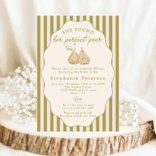 Vintage The Perfect Pair Pear Sage Bridal Shower Invitation