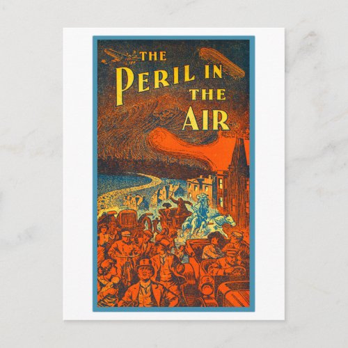 Vintage The Peril in the Air Airship Dirigible Postcard