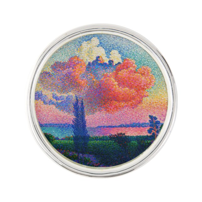 Vintage The Pink Cloud (1896) painting Lapel Pin (Front)