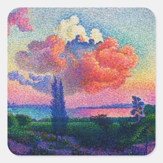 Vintage The Pink Cloud (1896) painting Square Sticker (Front)