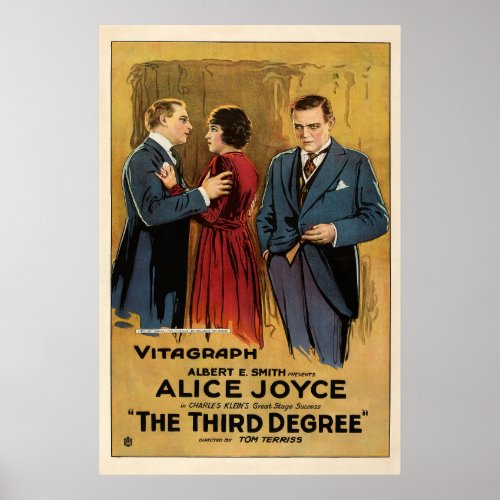 Vintage The Third Degree 1919 Silent Crime Movie Poster