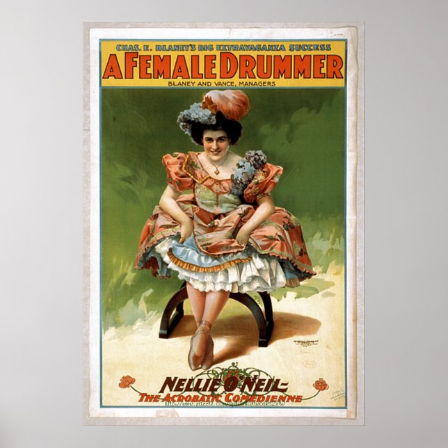 "Vintage theater art-'A Female Drummer" Poster (Front)