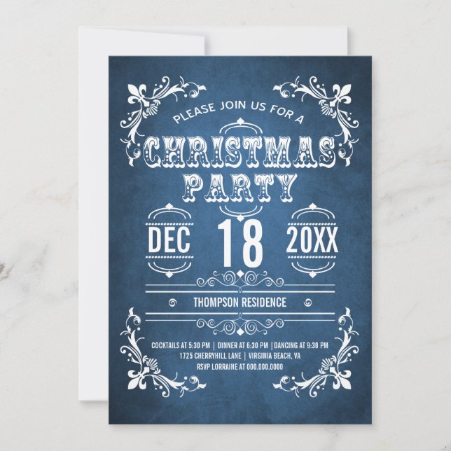 Vintage Theater Bill Christmas Party Invitation (Front)