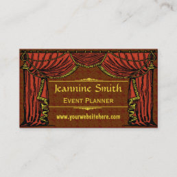 Vintage Theater Curtains Damask Business Card