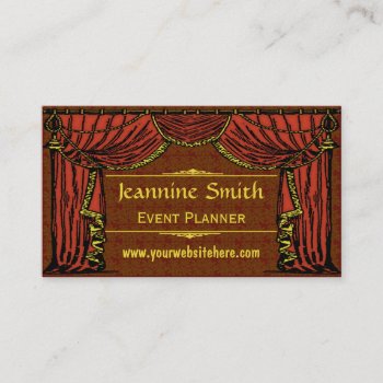 Vintage Theater Curtains Damask Business Card by FancyCelebration at Zazzle