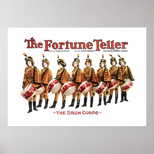 Vintage Theater Drum Corps Drummer Girl Music Poster