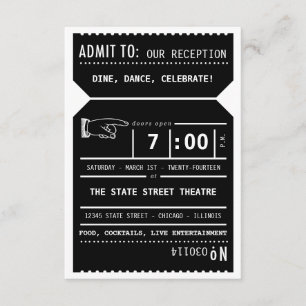 Vintage Theater Ticket Reception Insert in Black