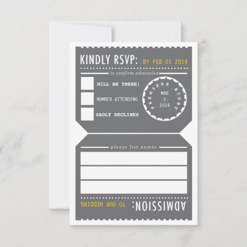Vintage Theater Ticket RSVP in Gray and Yellow