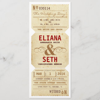 Vintage Theater Ticket Wedding Invitation